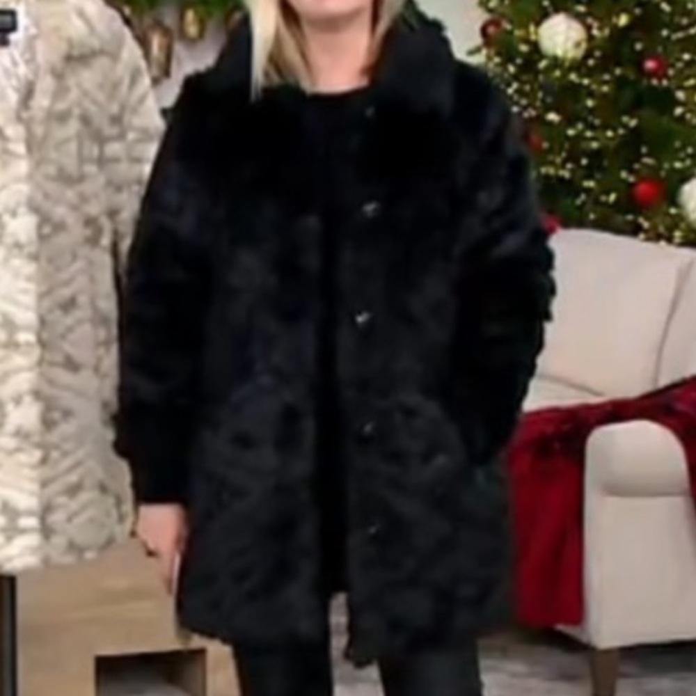 Dennis Basso Madison Avenue Jacquard Coat with Faux Fur Pattern QVC